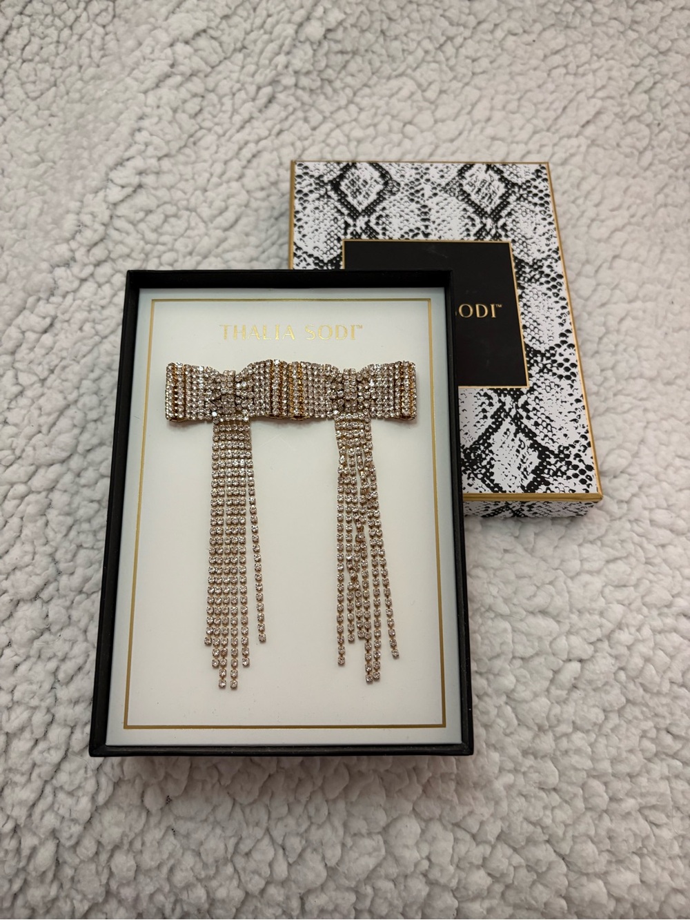 Thalia Sodi Gold Rhinestone Bow Dangle Earrings
